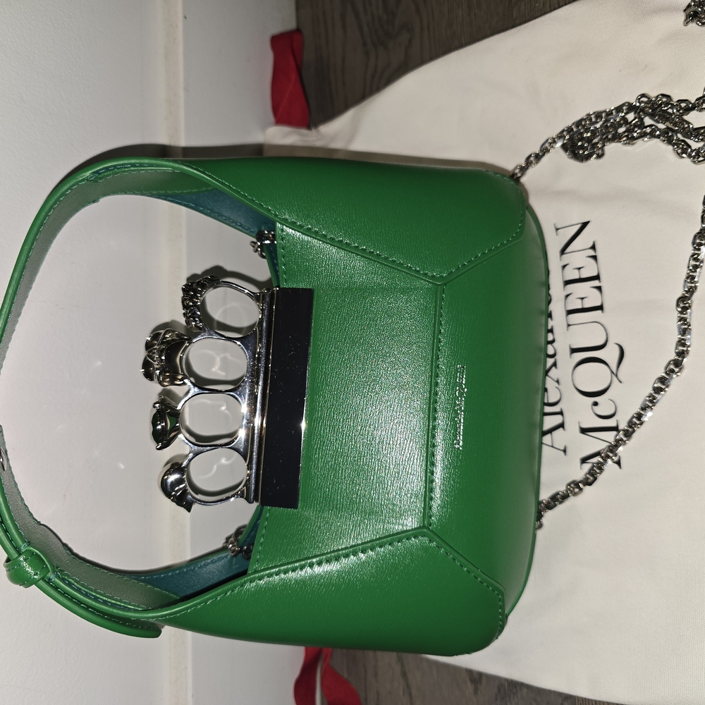 Alexander McQueen Mini Green Jewelled Handheld Bag